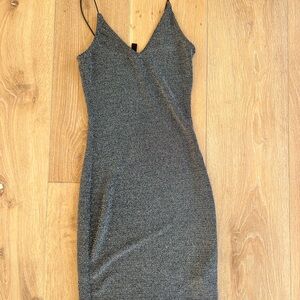 Elegant Sparkle Silver Spaghetti Strap Dress